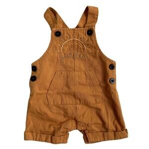 Baby Baby Embroidered Rainbow Golden Shortalls - Mustard Yellow - 3-6M